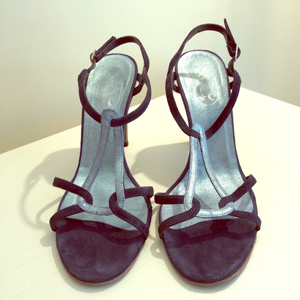 Gorgeous blue suede & metallic blue/silver heels